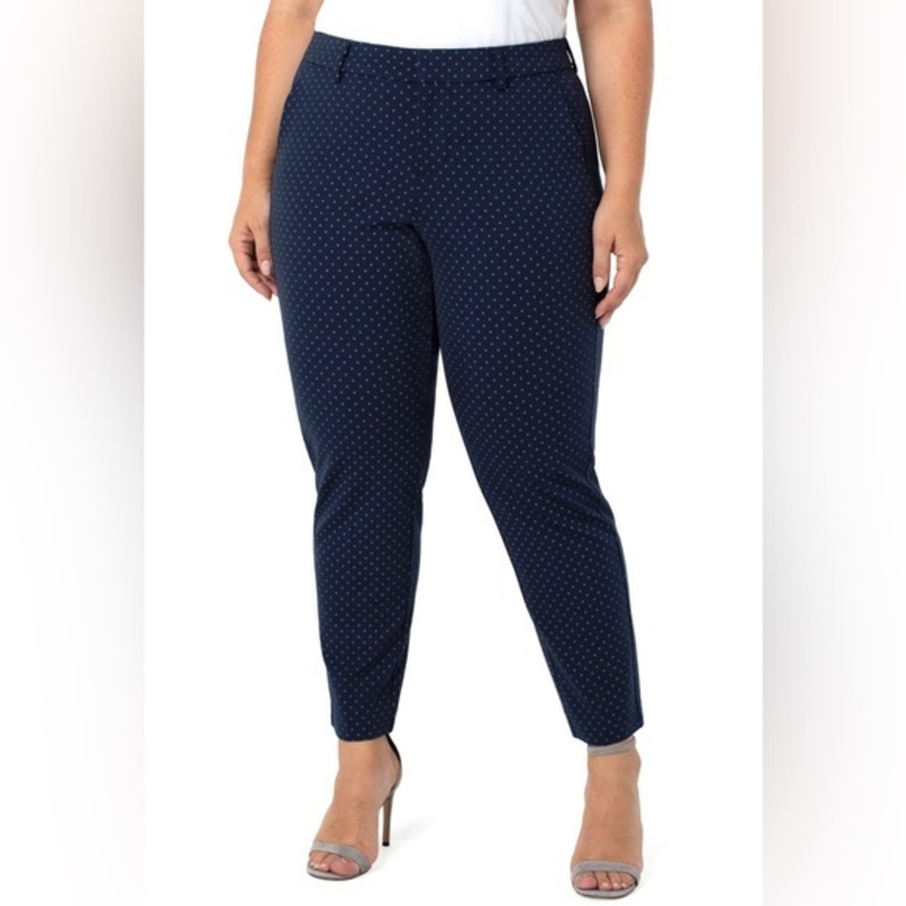 Plus Size Navy Dot Slim Ankle Pants